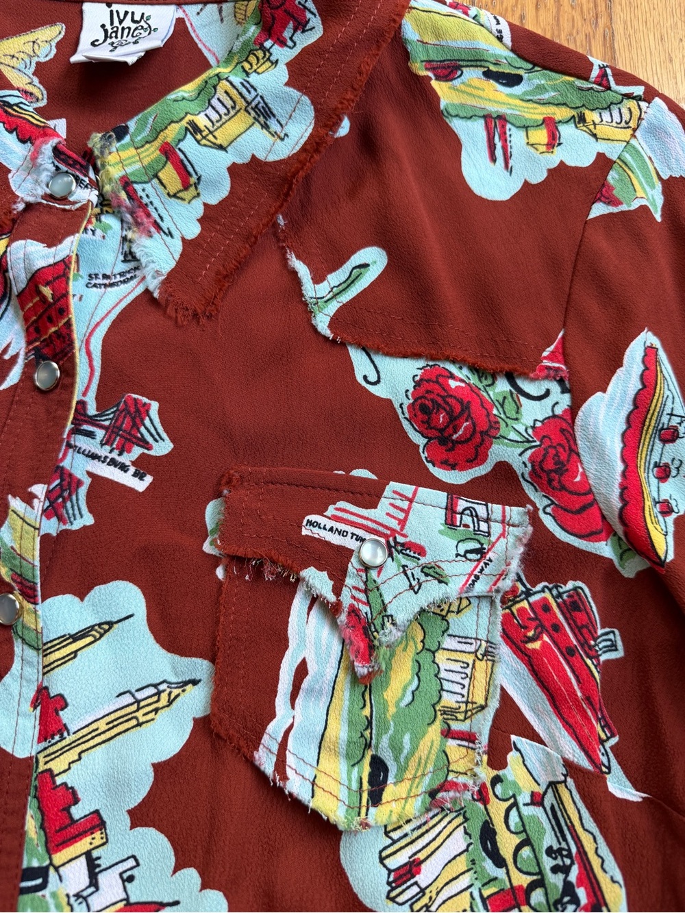Vintage ivy jane travel print snap shirt - Picture 4 of 8